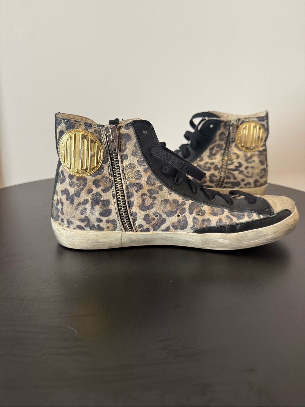 Golden Goose Deluxe Brand GGDB Leopard High-Top Sneakers – Size 38